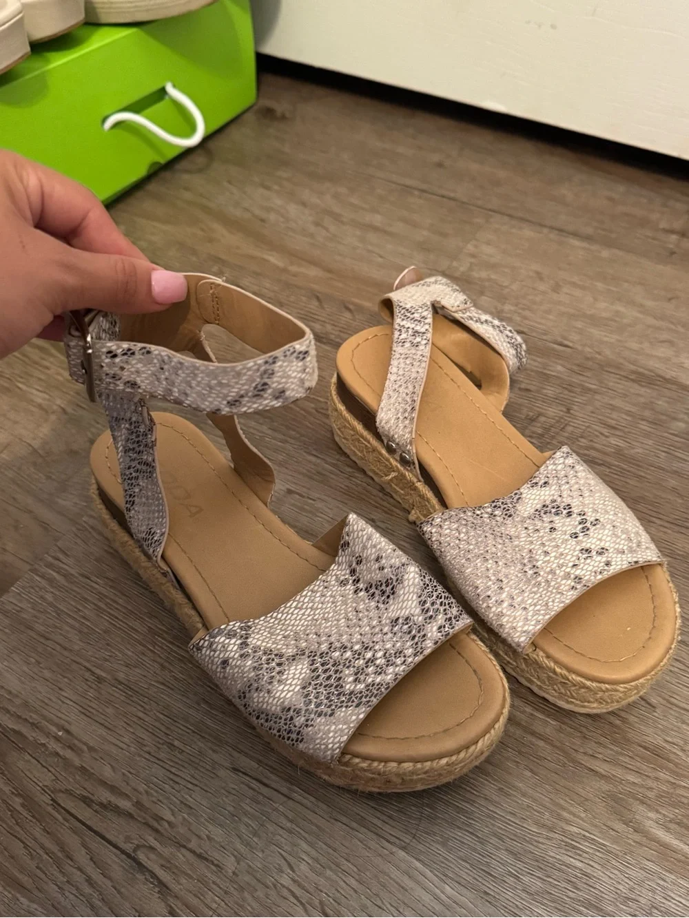 Soda Snake-Print Espadrille Platform Sandals - Beige